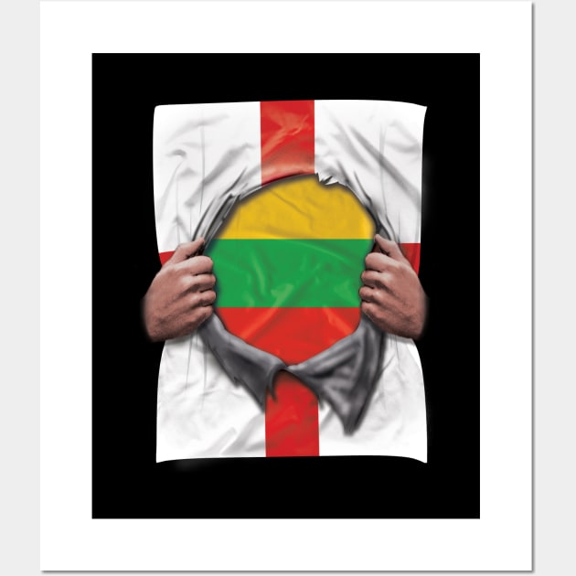 Lithuania Flag English Flag Ripped - Gift for Lithuanian From Lithuania Wall Art by Country Flags